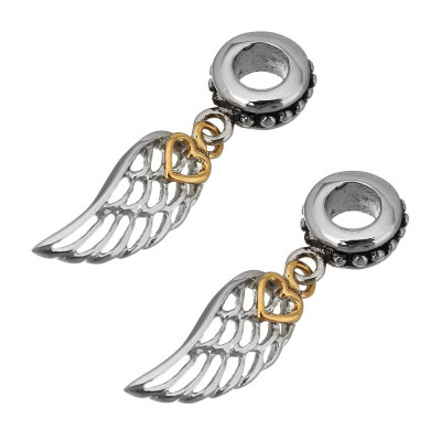 Surgical steel angel wing pendant