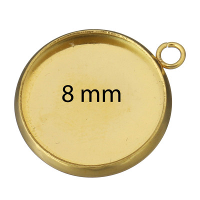 Round bed INNER PART 8mm made of surgical steel in gold plating