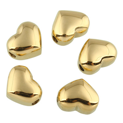 Heart Bead 10.5 x 9mm Surgical Steel Gold Electroplating