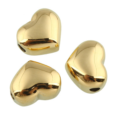 Heart Bead 10.5 x 9mm Surgical Steel Gold Electroplating