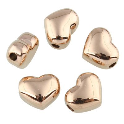 Heart Bead 10.5 x 9mm Rose Gold Surgical Steel Galvanized