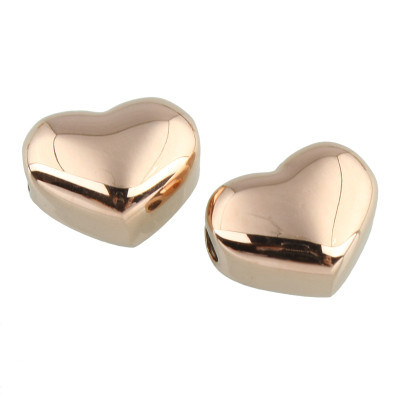 Heart Bead 10.5 x 9mm Rose Gold Surgical Steel Galvanized