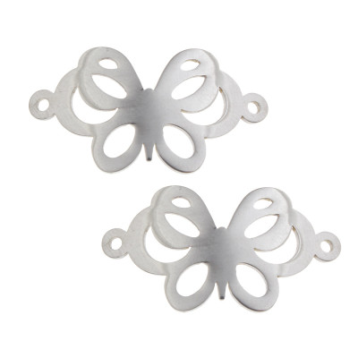 Bow tie connector in two colors of surgical steel