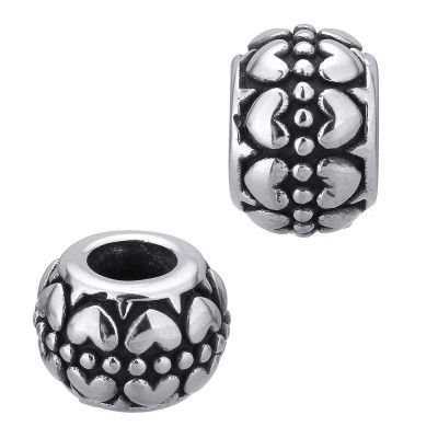 Surgical steel bead with hearts