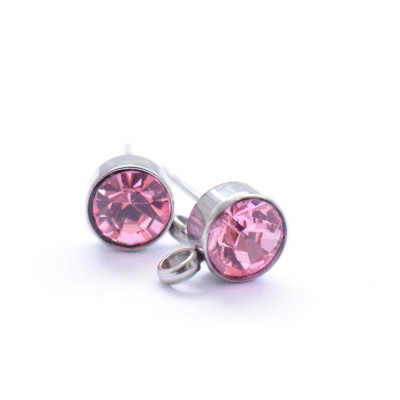 Stainless Steel Earring Stud with chatons Light Rose