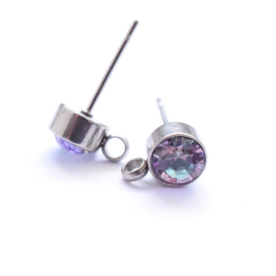 Stainless Steel Earring Stud with chatons Crystal Vitrail Light