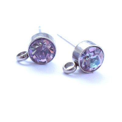 Stainless Steel Earring Stud with chatons Crystal Vitrail Light