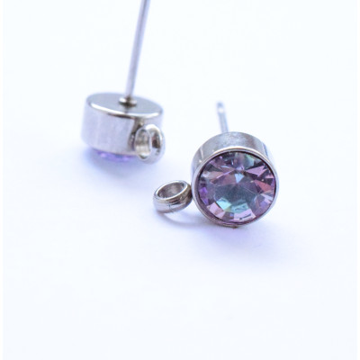 Stainless Steel Earring Stud with chatons Crystal Vitrail Light