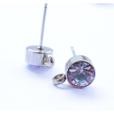 Stainless Steel Earring Stud with chatons Crystal Vitrail Light