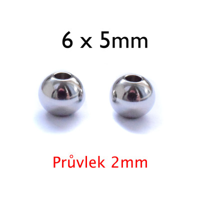 Korálek malý průvlek 6 x 5mm