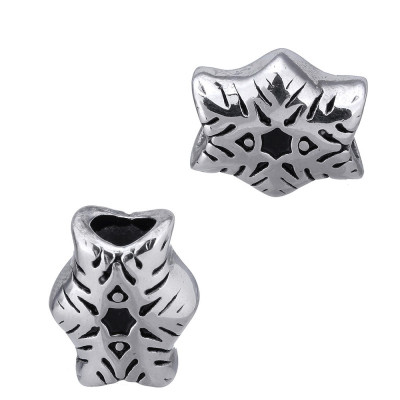 Surgical steel snowflake bead