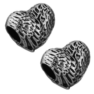 Heart bead in two color variants 16 x 12.5 mm from surgical steel