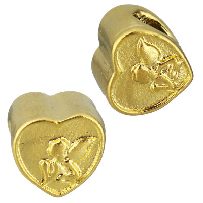 Heart bead in two color variants with an angel motif made of surgical steel