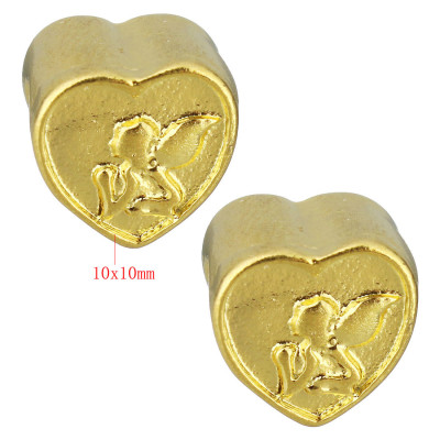 Heart bead in two color variants with an angel motif made of surgical steel