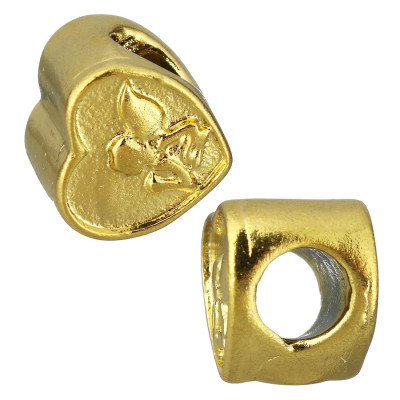 Heart bead in two color variants with an angel motif made of surgical steel