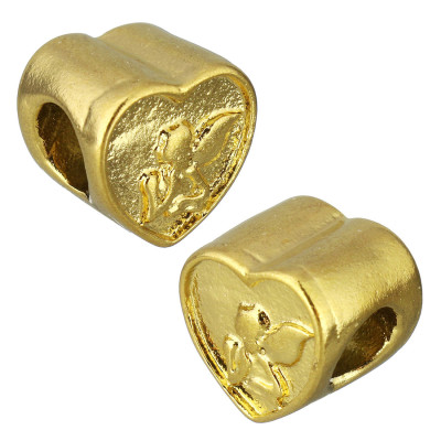 Heart bead in two color variants with an angel motif made of surgical steel