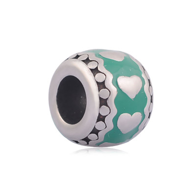 Bead with enamel in many color variants of surgical steel