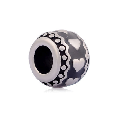 Bead with enamel in many color variants of surgical steel