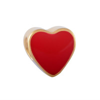  Heart bead with red enamel in two colors of surgical steel 