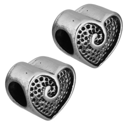 Heart bead in two color variants of surgical steel