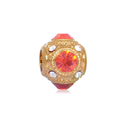 Bead in gold plating with colored surgical steel chatons