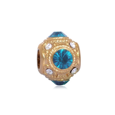 Bead in gold plating with colored surgical steel chatons