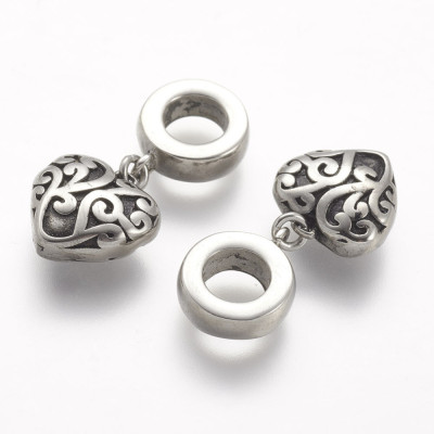 Heart pendant with surgical steel ornament