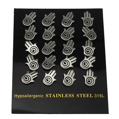 Fatima's hand studs in two color variants of surgical steel