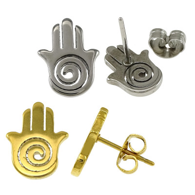 Fatima's hand studs in two color variants of surgical steel