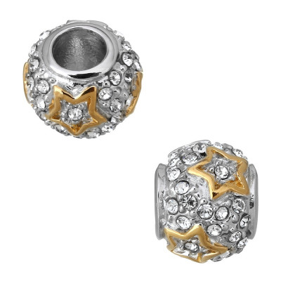 Bead with chatons and colored surgical steel star