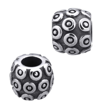Bead with decorative rings of surgical steel