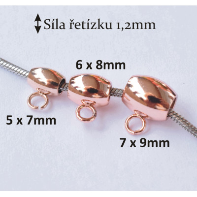 Korálek s očkem 5 x 4mm z chirurgické oceli v galvanizaci Rose Gold