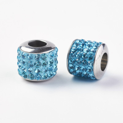 Surgical steel bead with rhinestones and polymer selection of many colors