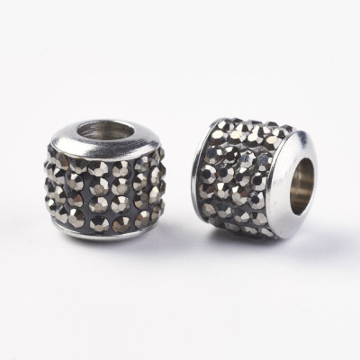 Surgical steel bead with rhinestones and polymer selection of many colors