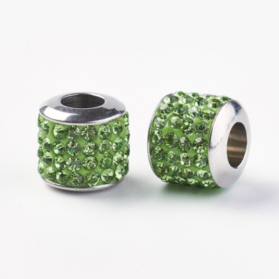 Surgical steel bead with rhinestones and polymer selection of many colors