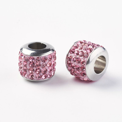 Surgical steel bead with rhinestones and polymer selection of many colors