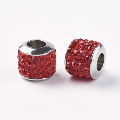 Surgical steel bead with rhinestones and polymer selection of many colors