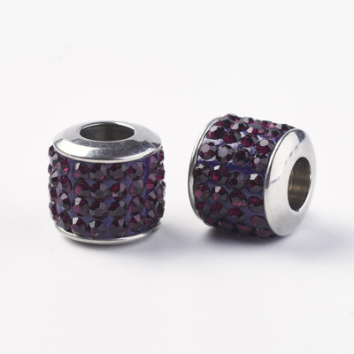 Surgical steel bead with rhinestones and polymer selection of many colors