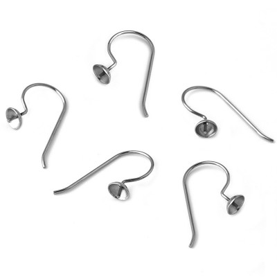304 Stainless Steel Hook Earwire with bead cap 5mm