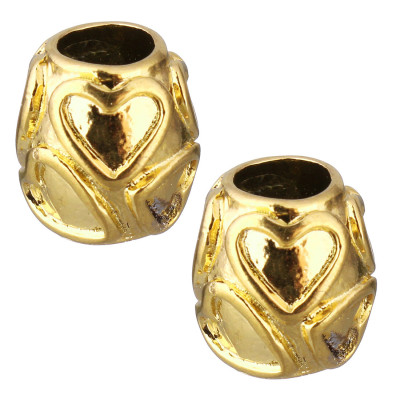 Bead with hearts of surgical steel in two colors