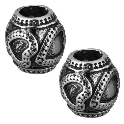 Bead with hearts of surgical steel in two colors