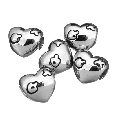 Bead patched heart of surgical steel