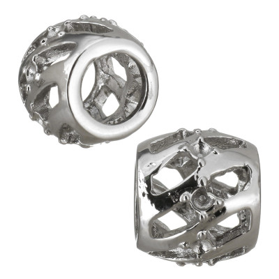 Cut bead with glued crystal color surgical steel