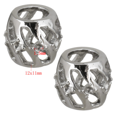 Cut bead with glued crystal color surgical steel