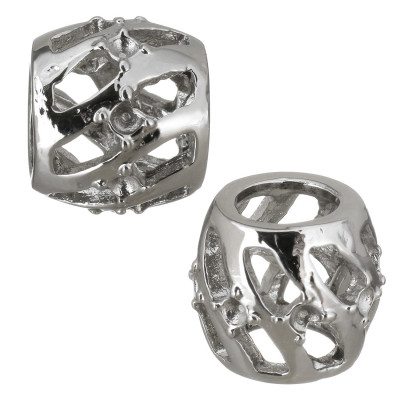 Cut bead with glued crystal color surgical steel