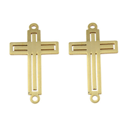 Connector cross-cut from surgical steel in two color variants