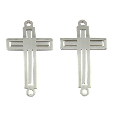 Connector cross-cut from surgical steel in two color variants
