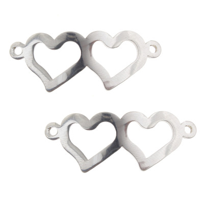 Connected heart of surgical steel in two color variants