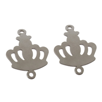 Royal crown connector made of surgical steel in two colors
