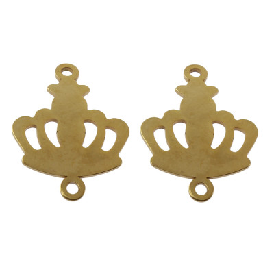 Royal crown connector made of surgical steel in two colors